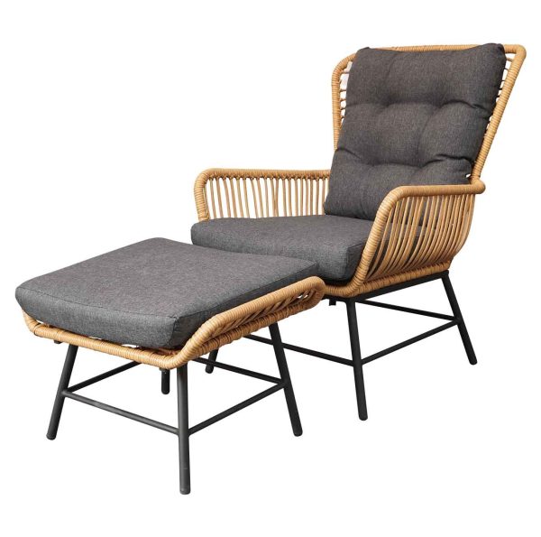 Dex Lounge Chair Bamboe met voetenbank
