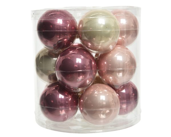 Kerstballen glas blusch pink gold
