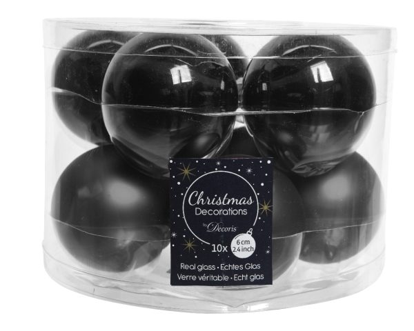 Kerstballen glans mat mix zwart koker à 810st